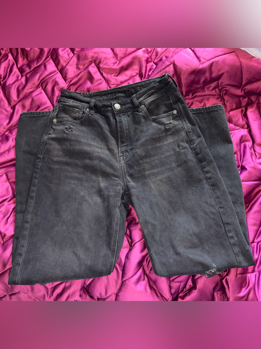 American Eagle Outfitters Black Distressed Boyfriend Jeans